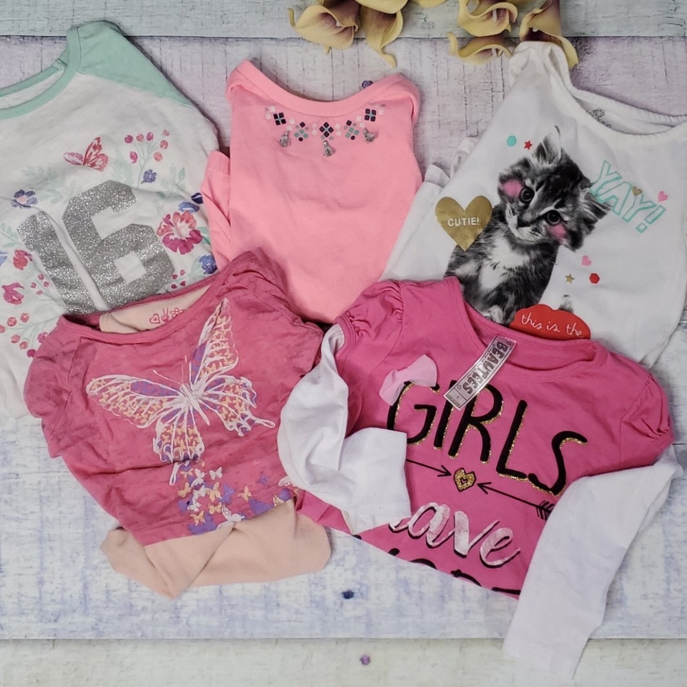Set of 5 Mixed Brand Kids Long Sleeve Tops - Picture 1 of 7